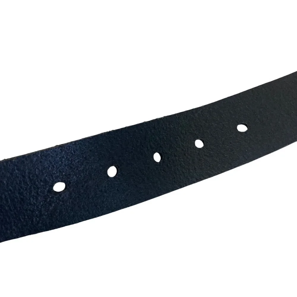 Fossil Mens Black Genuine Leather Belt Size 44 Silver Tone Buckle
